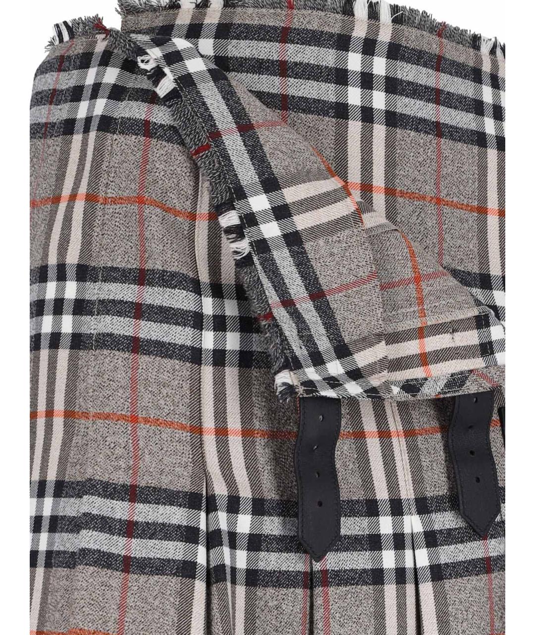 BURBERRY Коричневая шерстяная юбка миди, фото 5