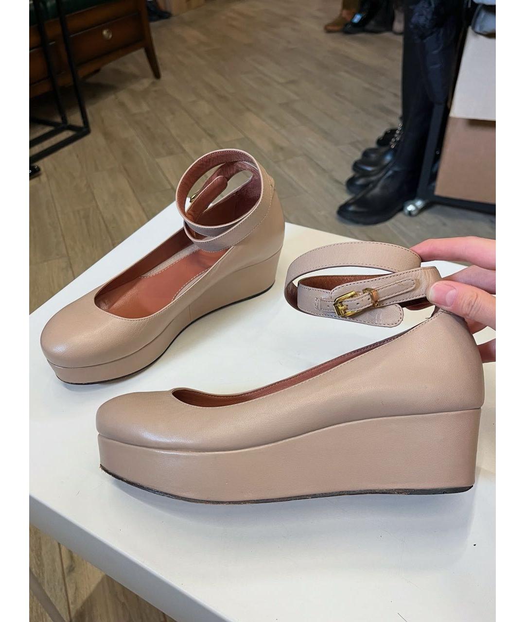 MAX MARA Бежевые кожаные туфли, фото 9