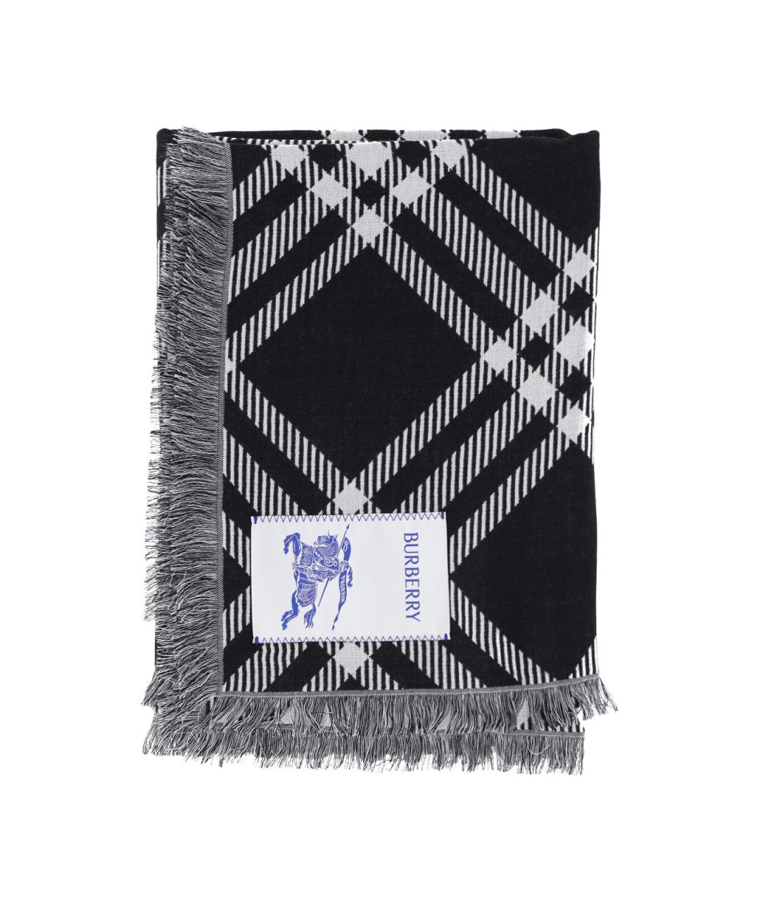 BURBERRY Черный шерстяной шарф, фото 1