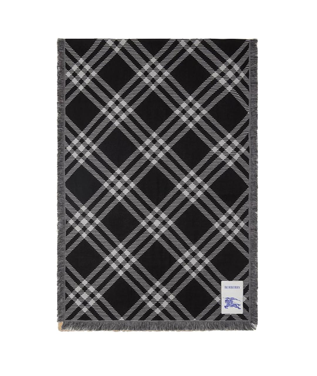 BURBERRY Черный шерстяной шарф, фото 2