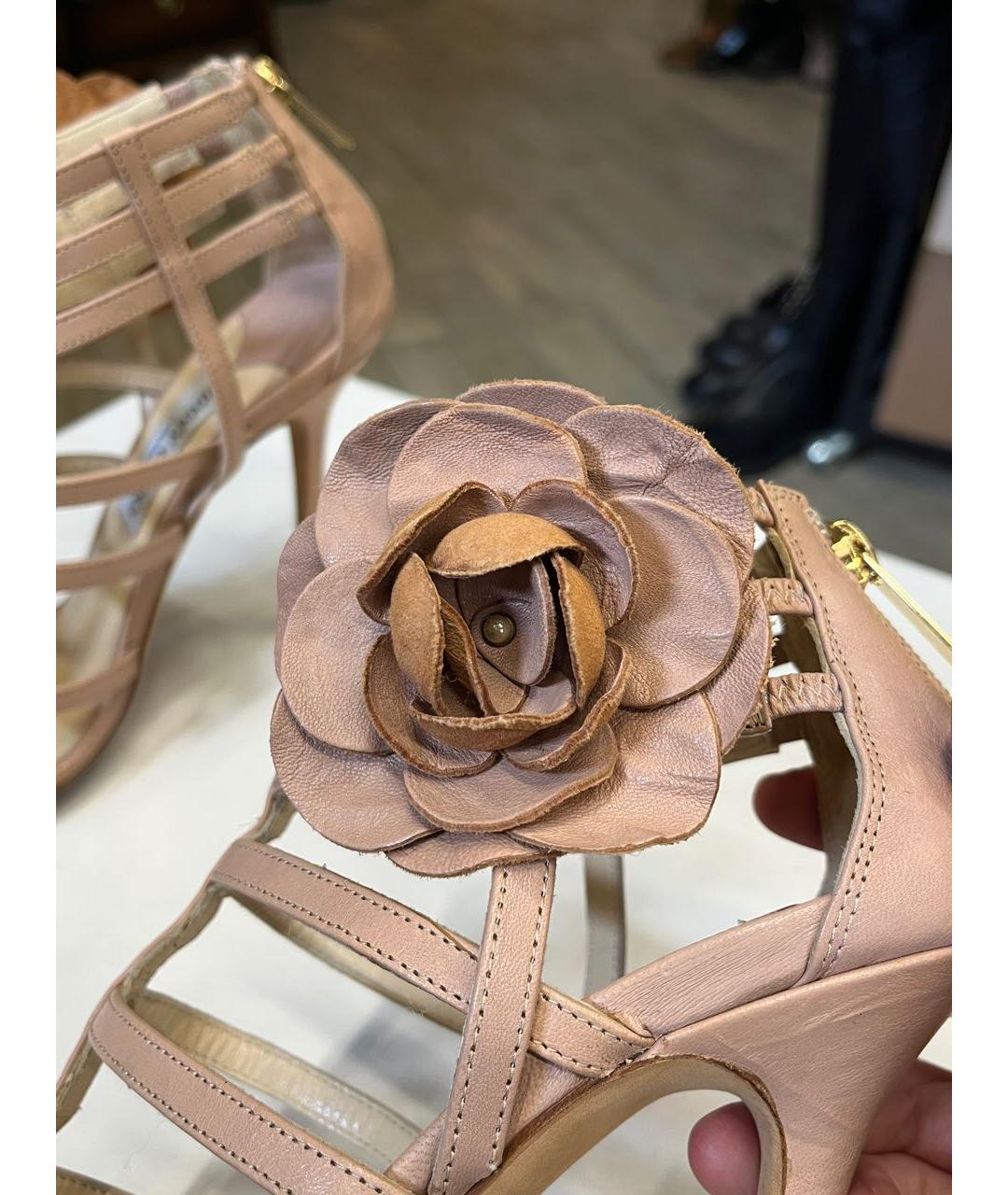 JIMMY CHOO Бежевые кожаные босоножки, фото 8