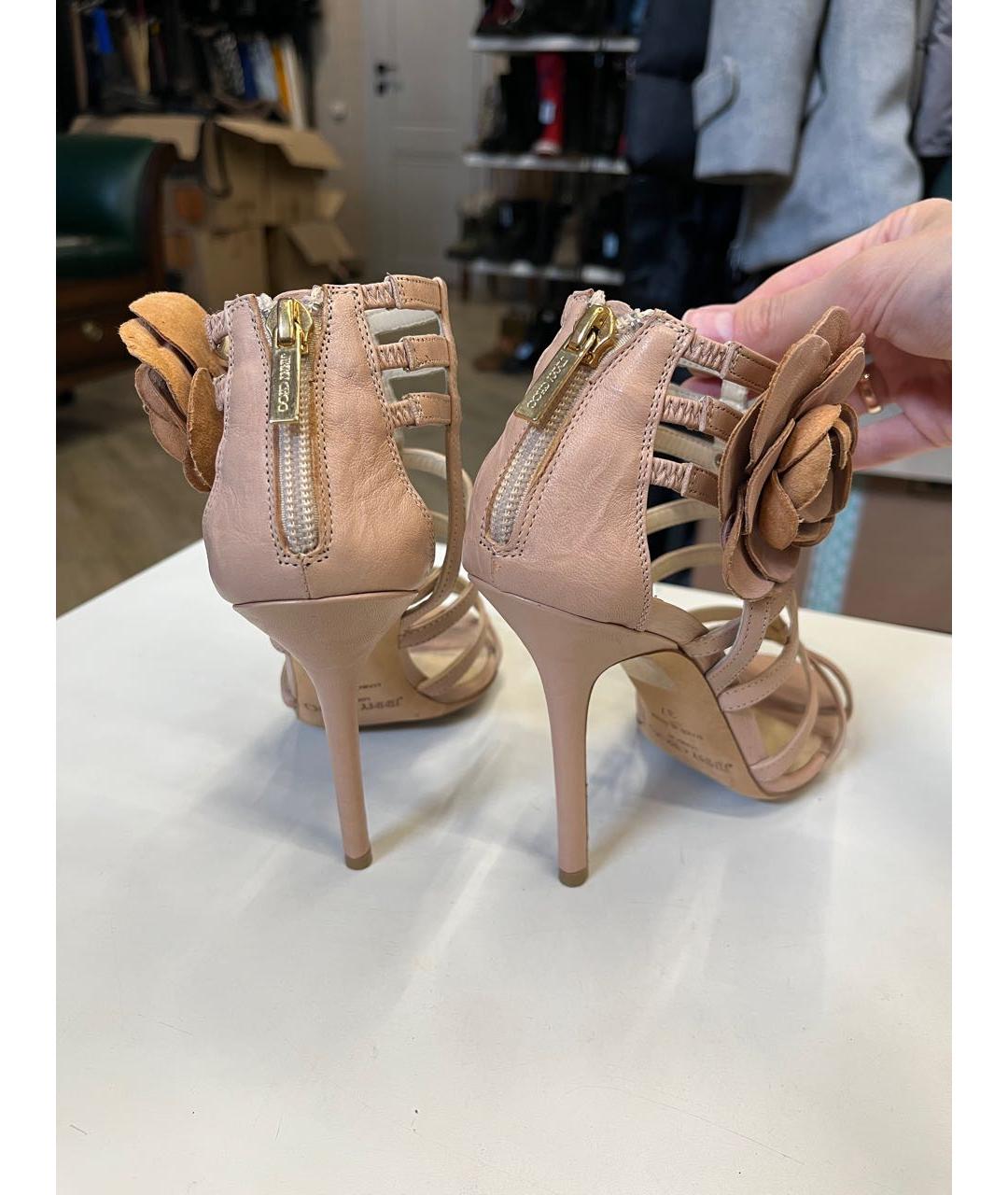 JIMMY CHOO Бежевые кожаные босоножки, фото 5