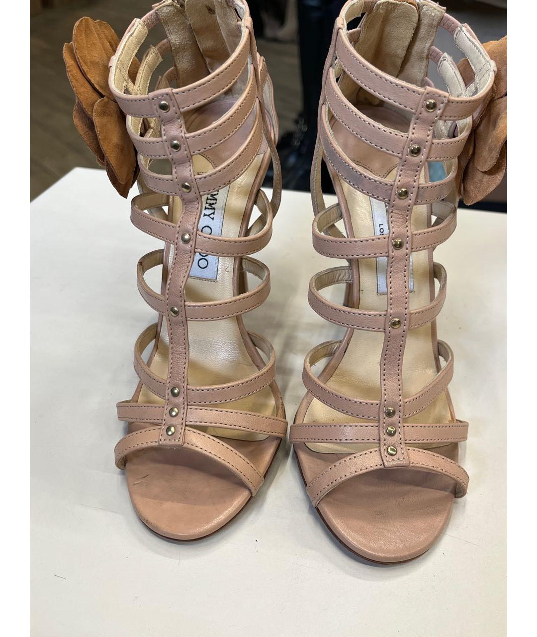 JIMMY CHOO Бежевые кожаные босоножки, фото 7