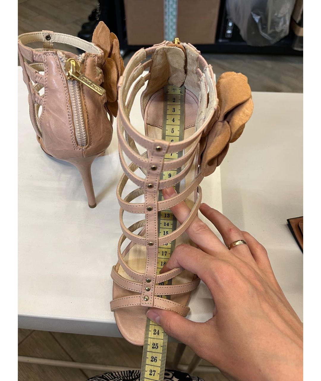 JIMMY CHOO Бежевые кожаные босоножки, фото 2