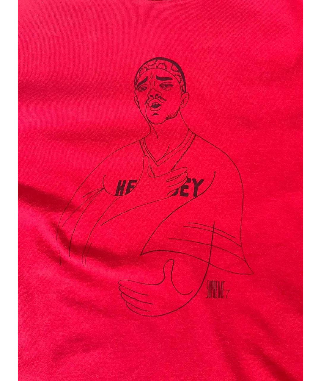 SUPREME Красная хлопковая футболка, фото 3