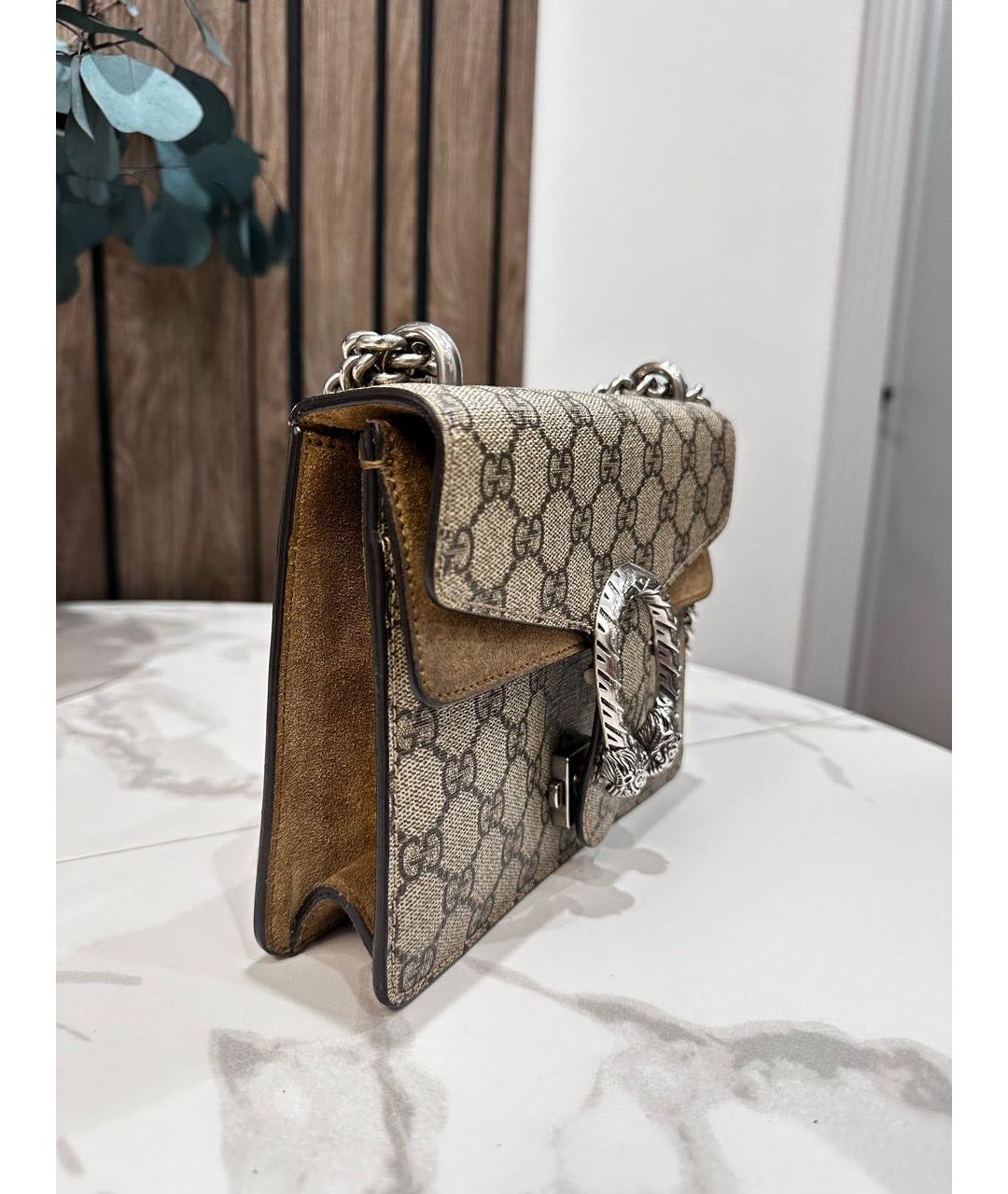 GUCCI Бежевая замшевая сумка через плечо, фото 2