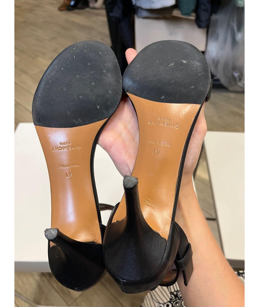 GIVENCHY Черные кожаные босоножки, фото 5