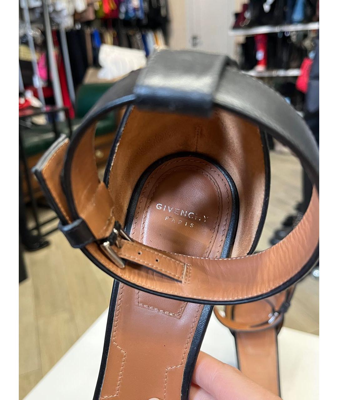 GIVENCHY Черные кожаные босоножки, фото 7
