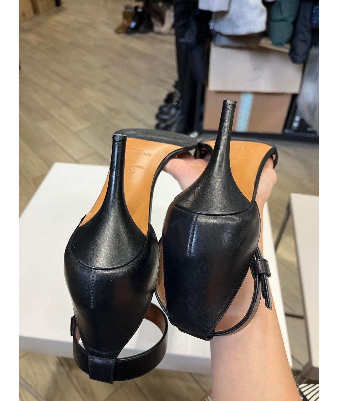 GIVENCHY Черные кожаные босоножки, фото 4