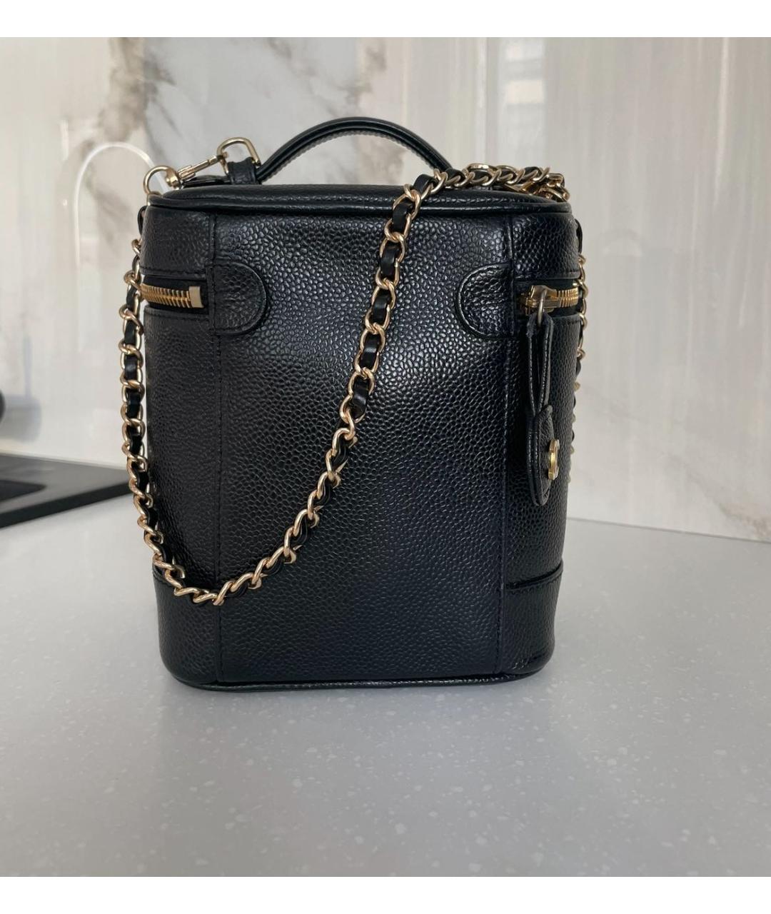CHANEL Черная кожаная сумка с короткими ручками, фото 8