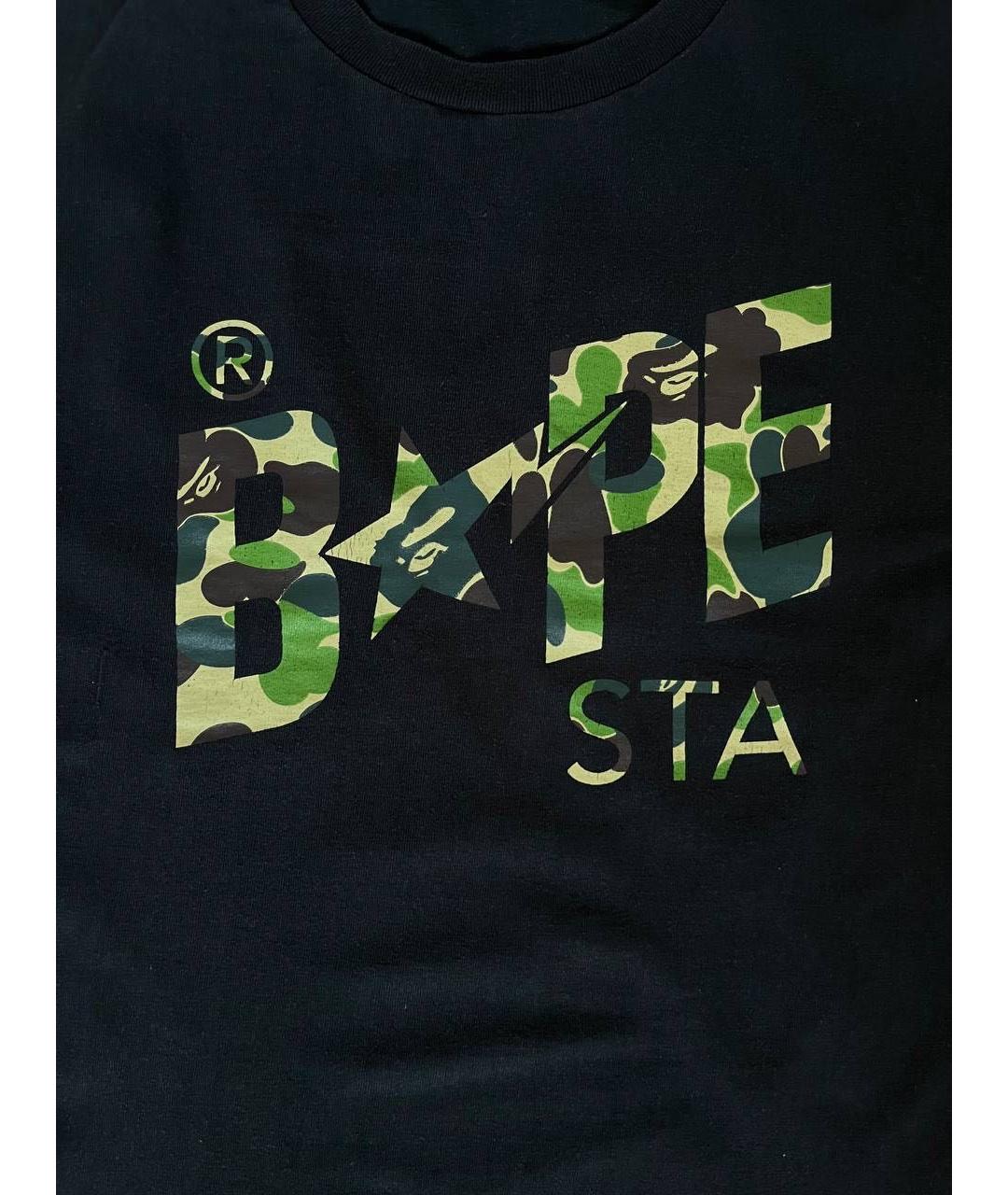 A BATHING APE Черная хлопковая футболка, фото 3
