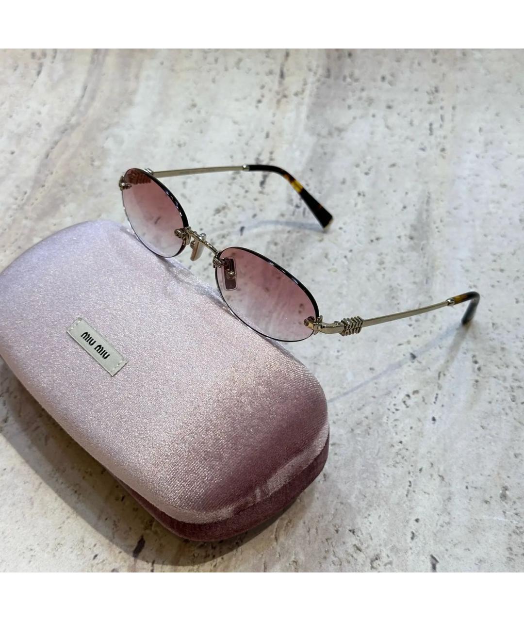 MIU MIU Золотые металлические солнцезащитные очки, фото 2