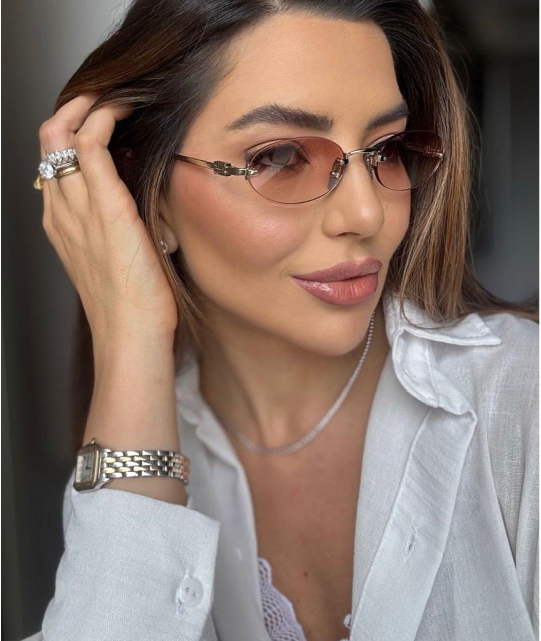 MIU MIU Золотые металлические солнцезащитные очки, фото 6