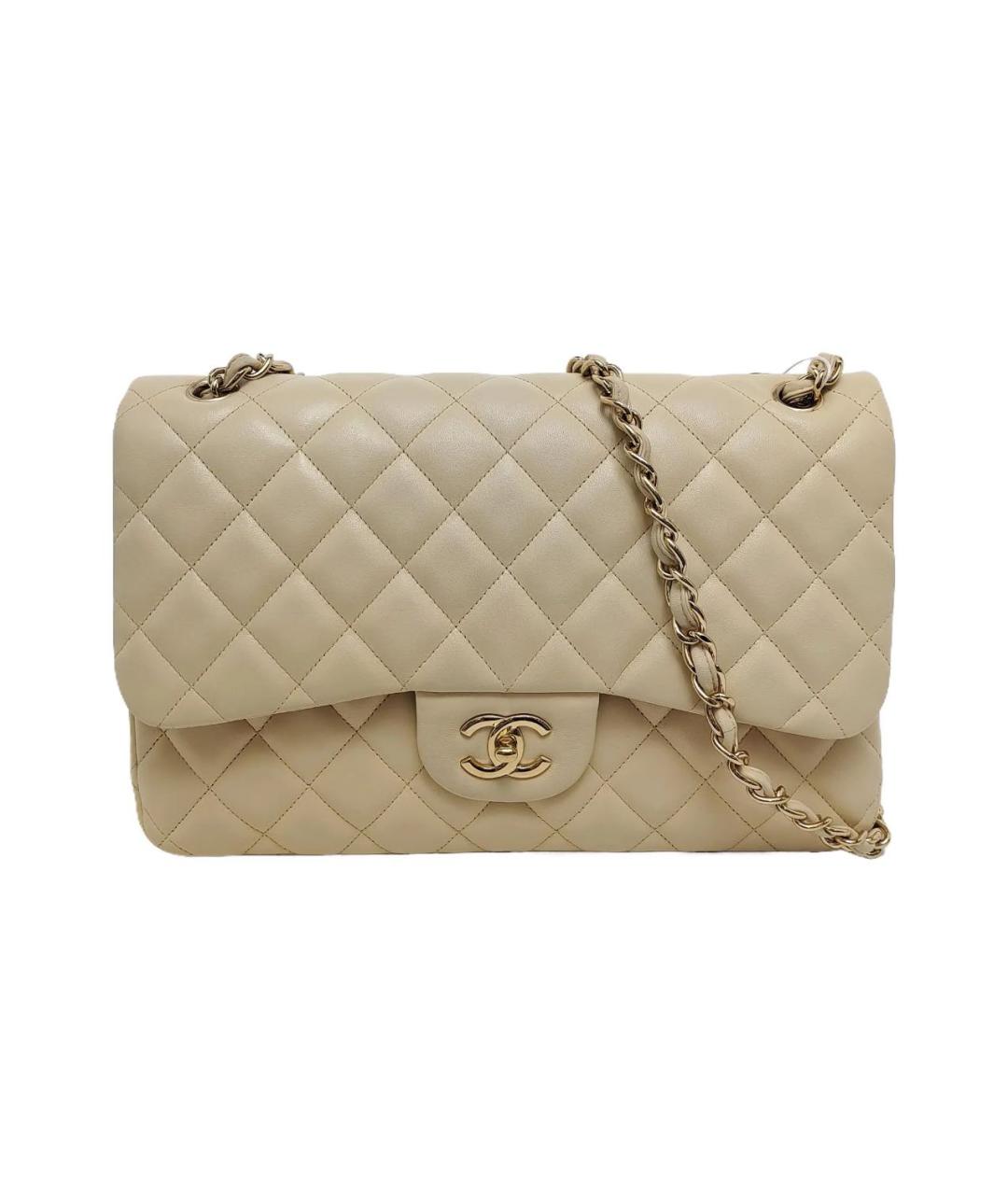 CHANEL Бежевая кожаная сумка через плечо, фото 1