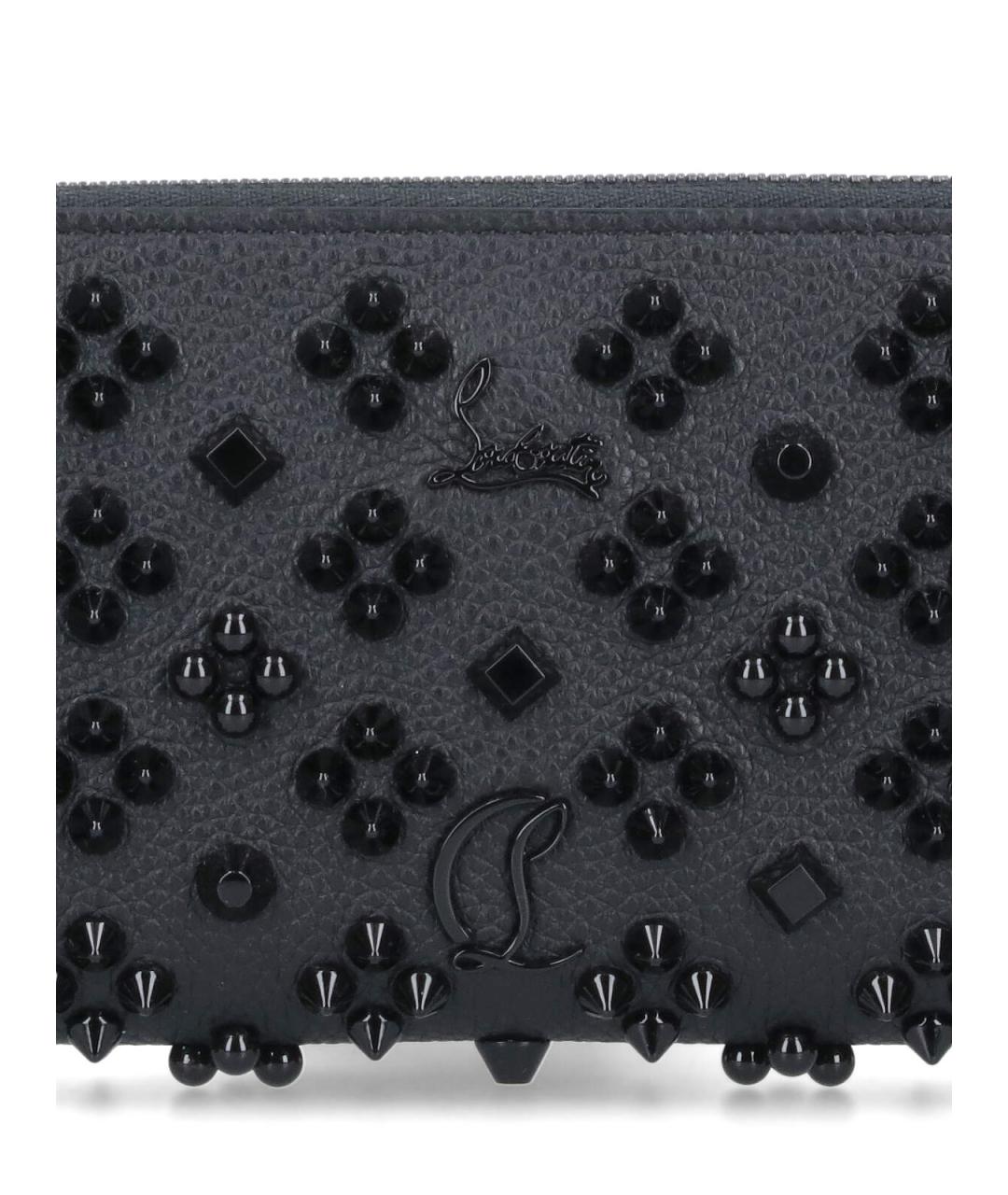 CHRISTIAN LOUBOUTIN Черный кожаный кошелек, фото 4