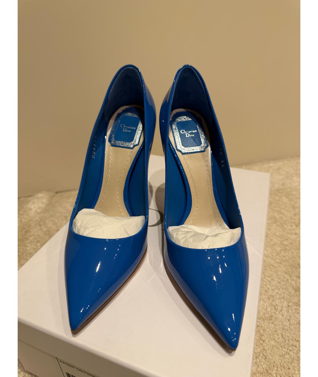CHRISTIAN DIOR Голубые туфли из лакированной кожи, фото 2