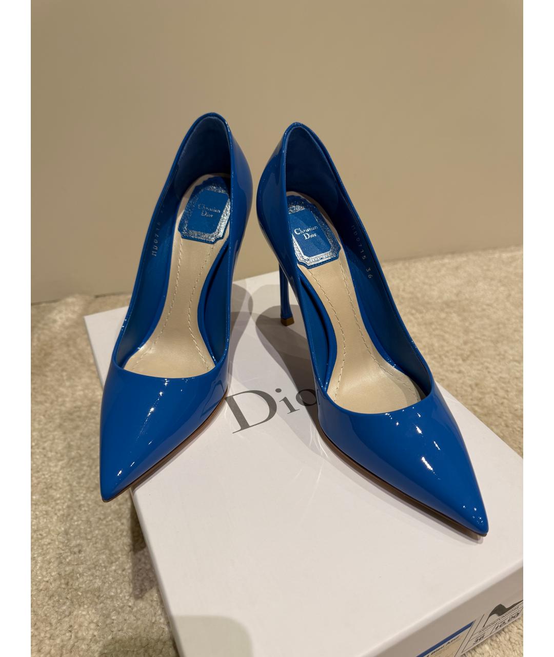 CHRISTIAN DIOR Голубые туфли из лакированной кожи, фото 7