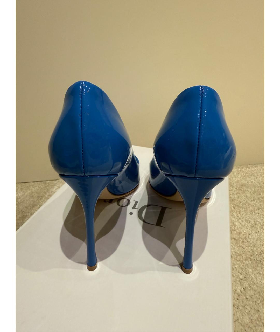 CHRISTIAN DIOR Голубые туфли из лакированной кожи, фото 4