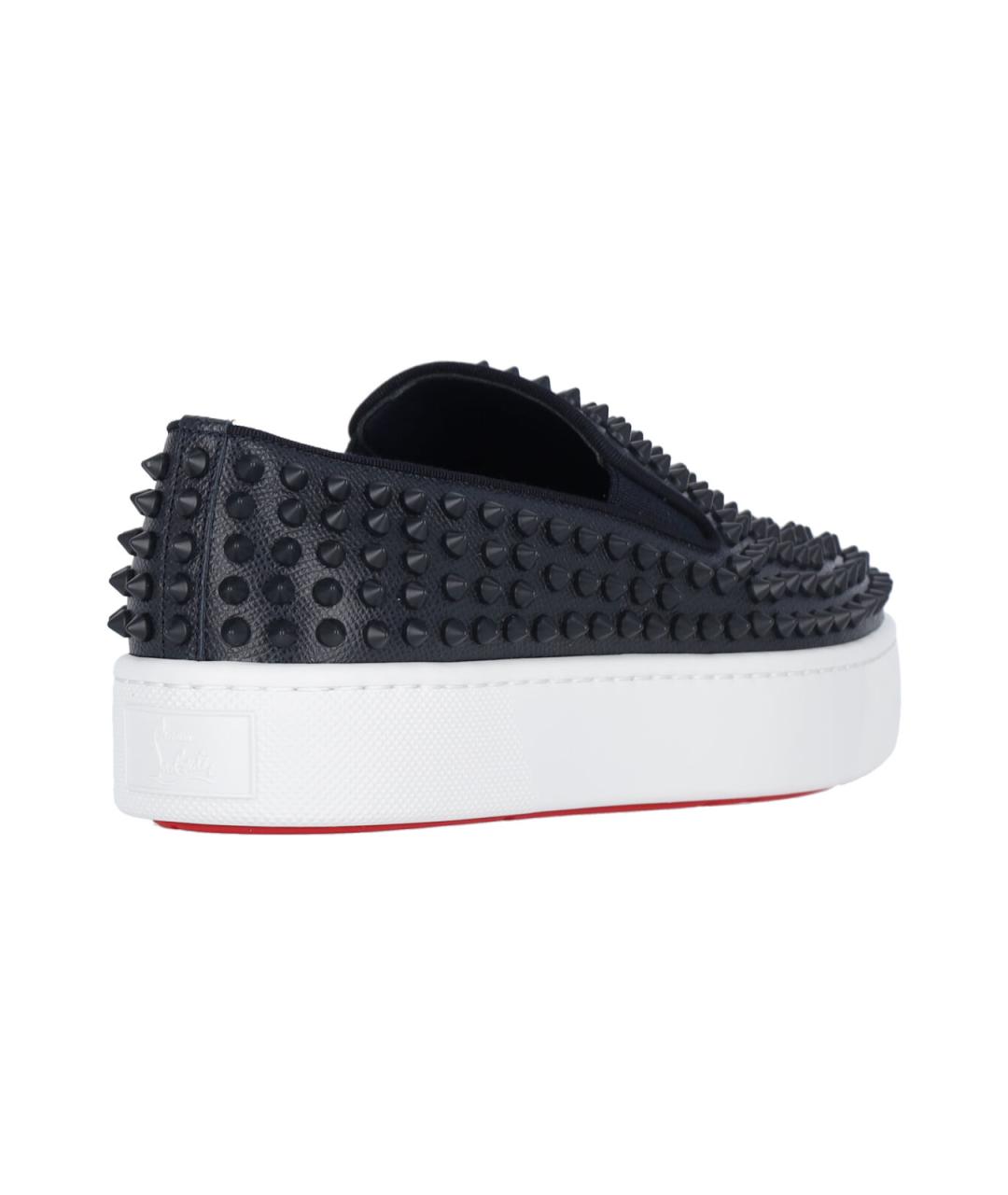 CHRISTIAN LOUBOUTIN Темно-синие кожаные слипоны, фото 4