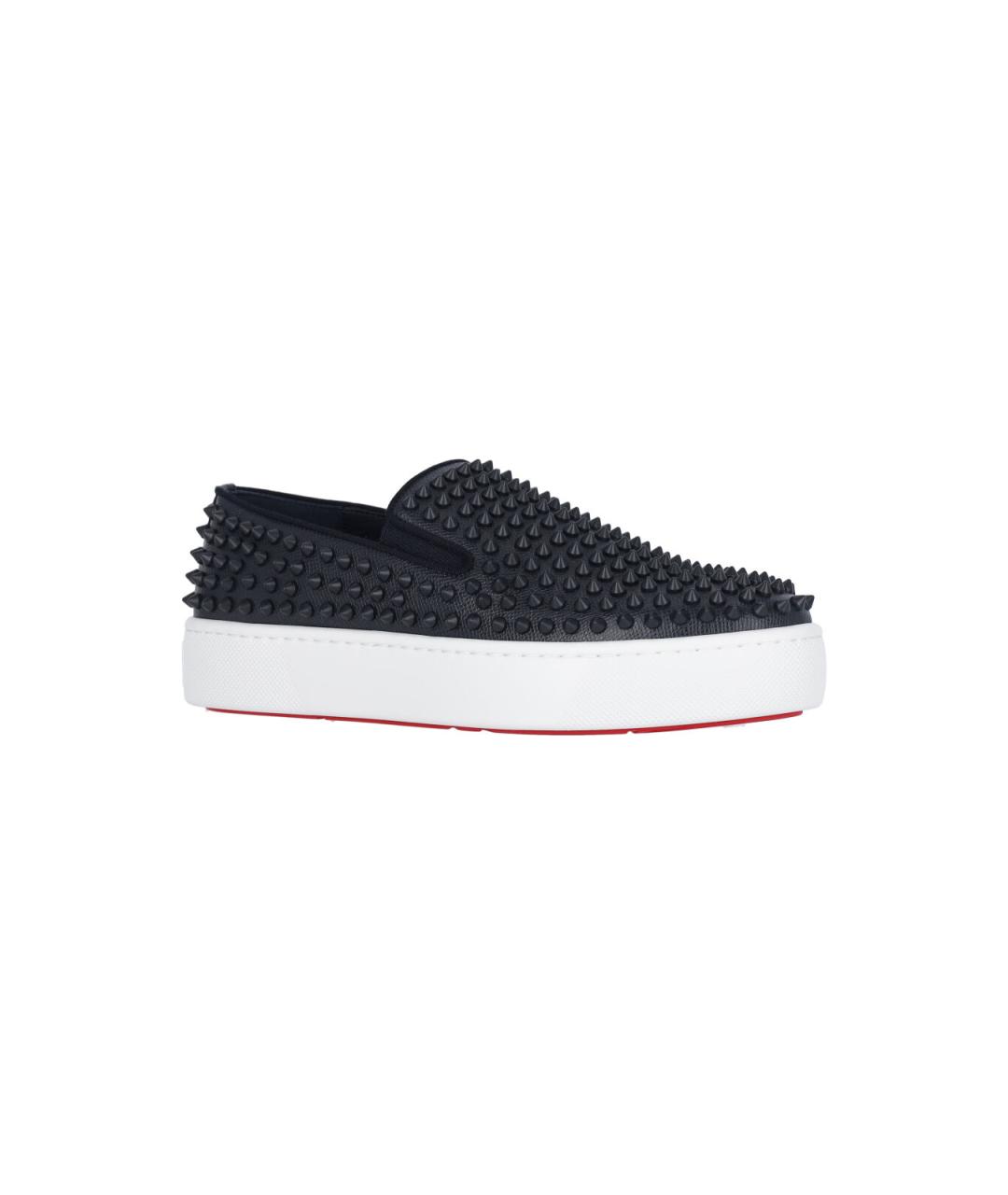 CHRISTIAN LOUBOUTIN Темно-синие кожаные слипоны, фото 2