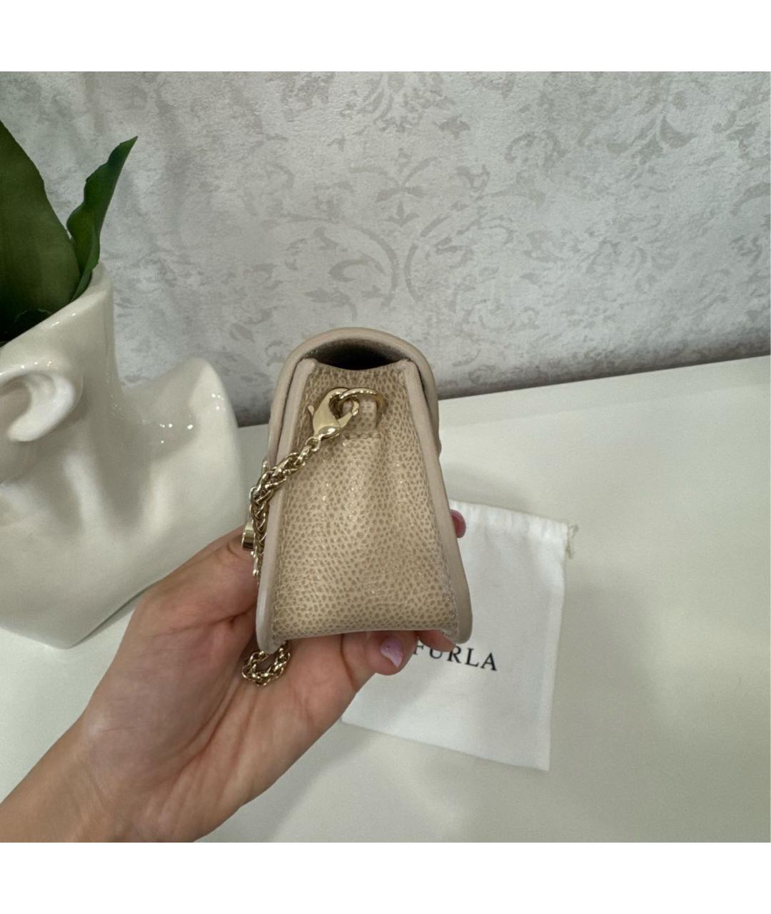 FURLA Бежевая кожаная сумка через плечо, фото 3