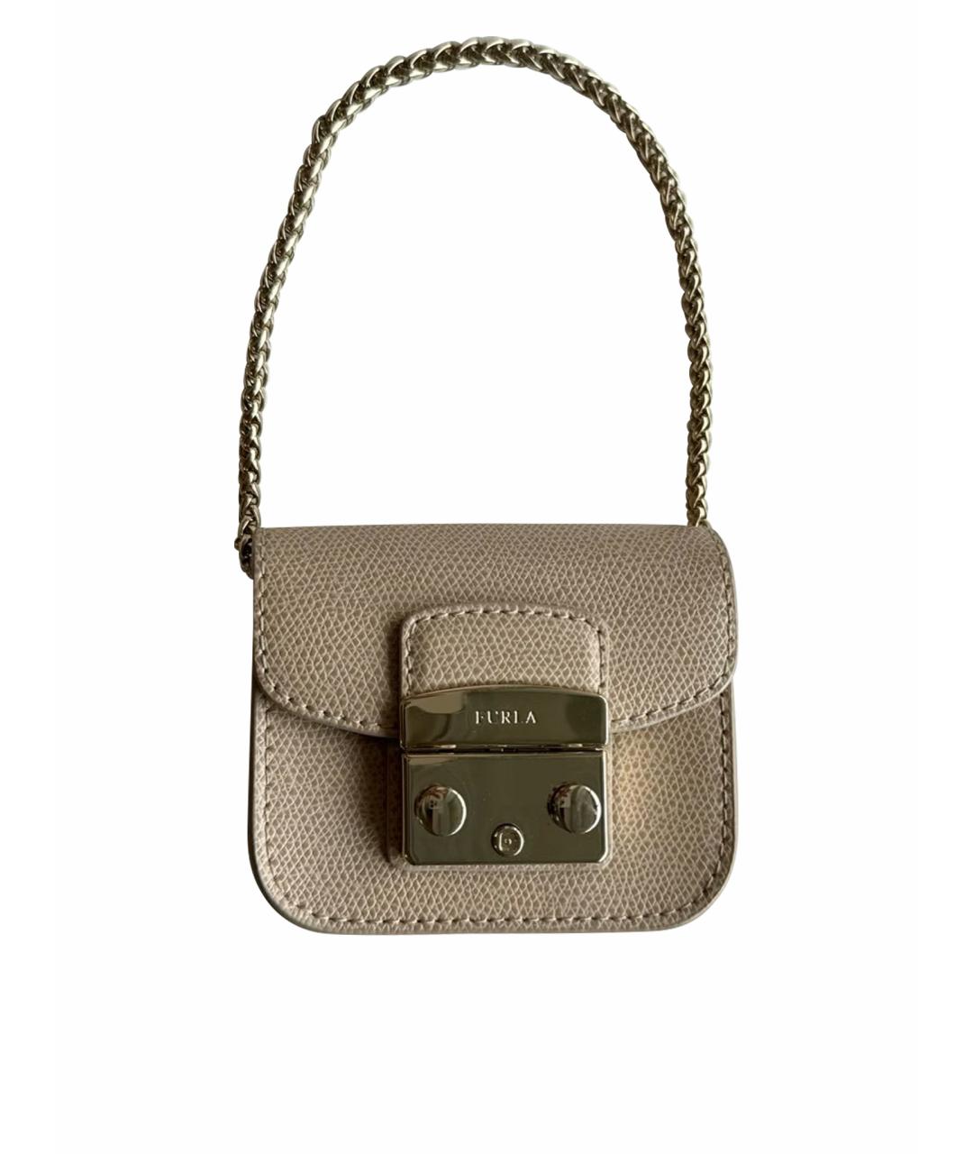 FURLA Бежевая кожаная сумка через плечо, фото 1