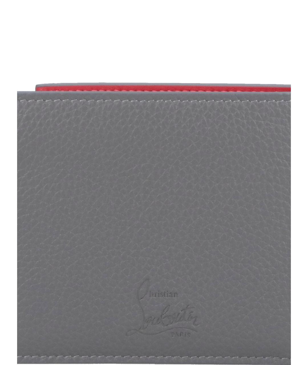 CHRISTIAN LOUBOUTIN Серый кожаный кошелек, фото 5