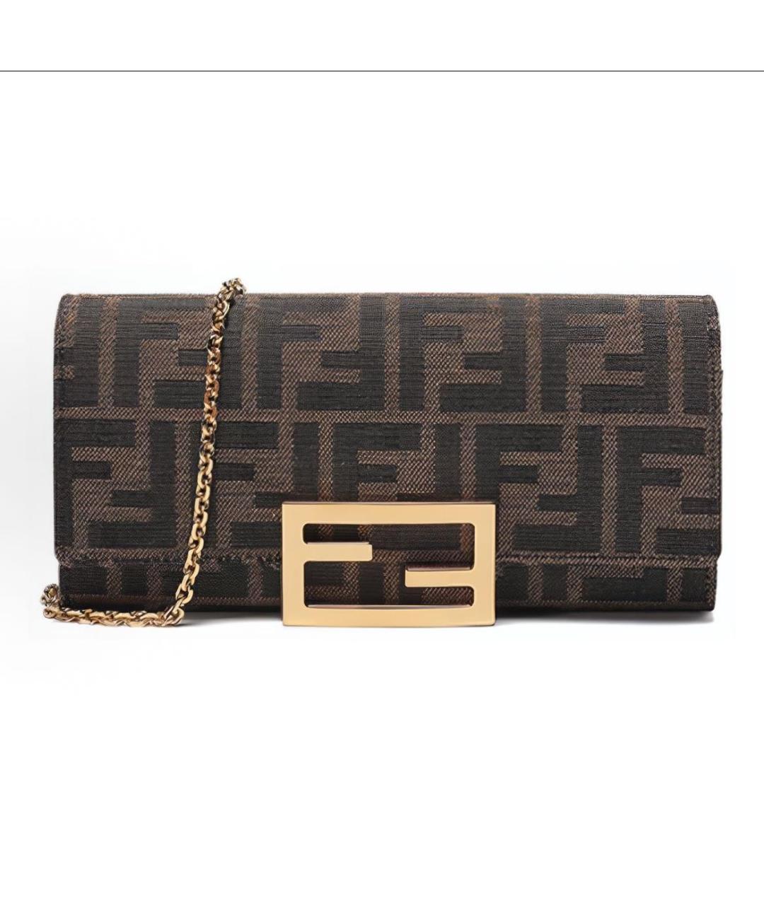 FENDI Коричневая кожаная сумка через плечо, фото 5