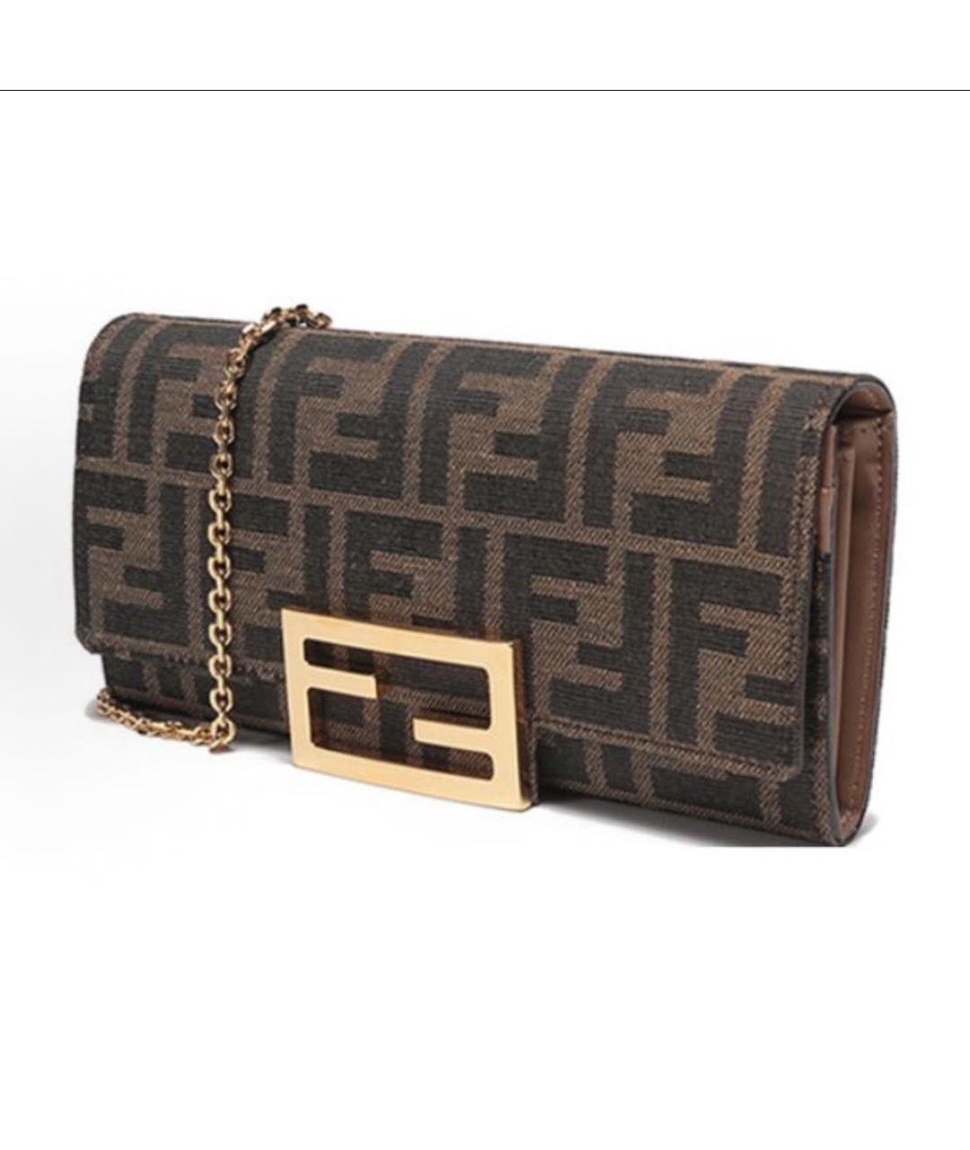 FENDI Коричневая кожаная сумка через плечо, фото 2
