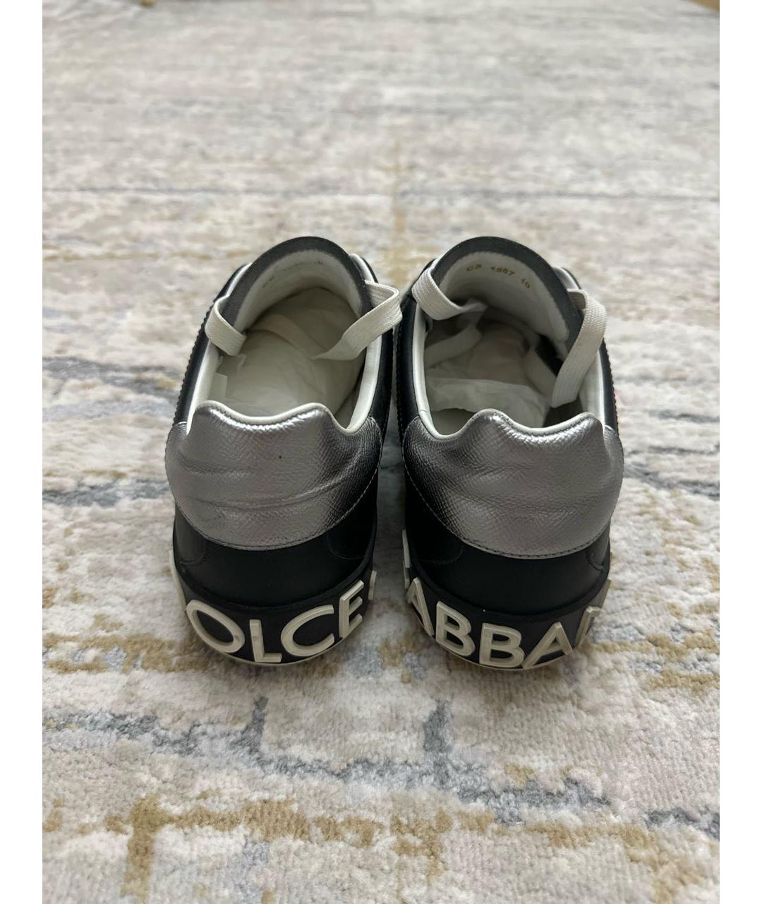 DOLCE&GABBANA Черные кожаные низкие кроссовки / кеды, фото 4