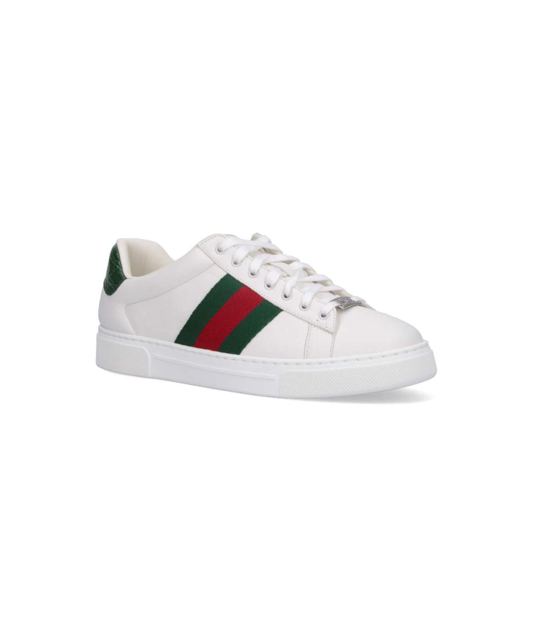 GUCCI Белые кожаные низкие кроссовки / кеды, фото 2