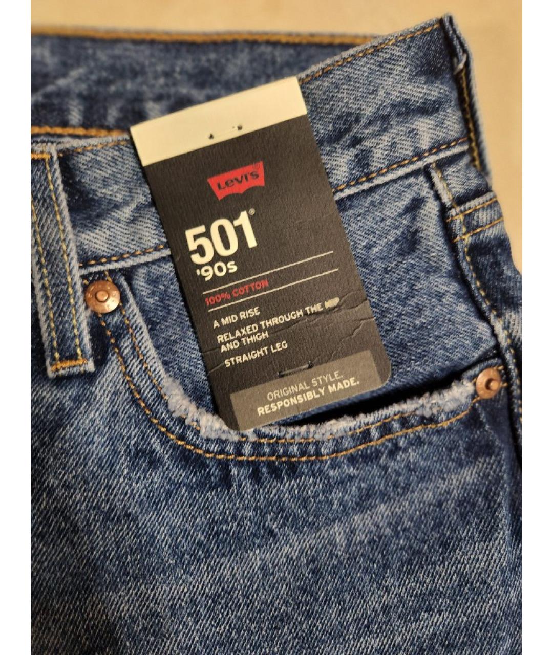 LEVI'S Синие хлопковые прямые джинсы, фото 4