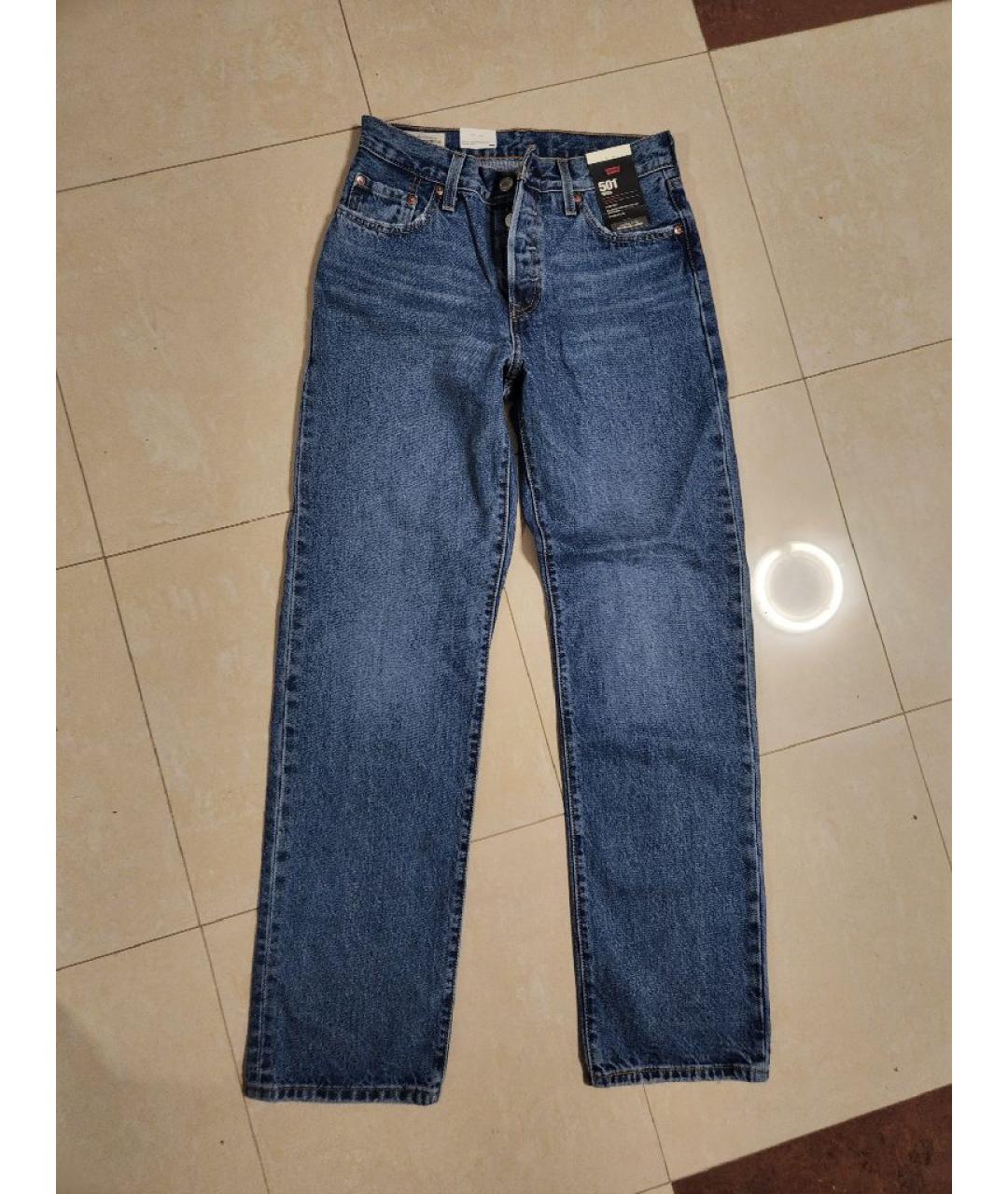 LEVI'S Синие хлопковые прямые джинсы, фото 6