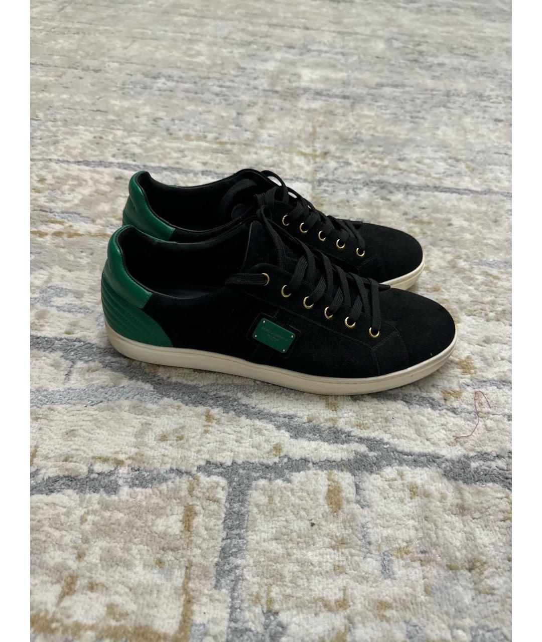 DOLCE&GABBANA Черные замшевые низкие кроссовки / кеды, фото 5