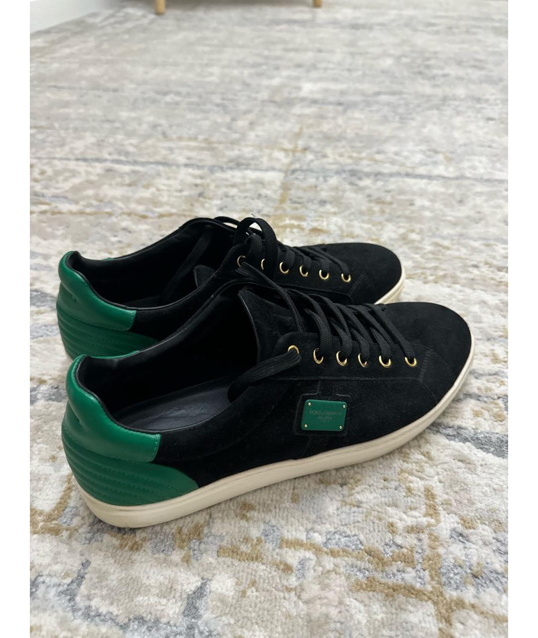 DOLCE&GABBANA Черные замшевые низкие кроссовки / кеды, фото 4