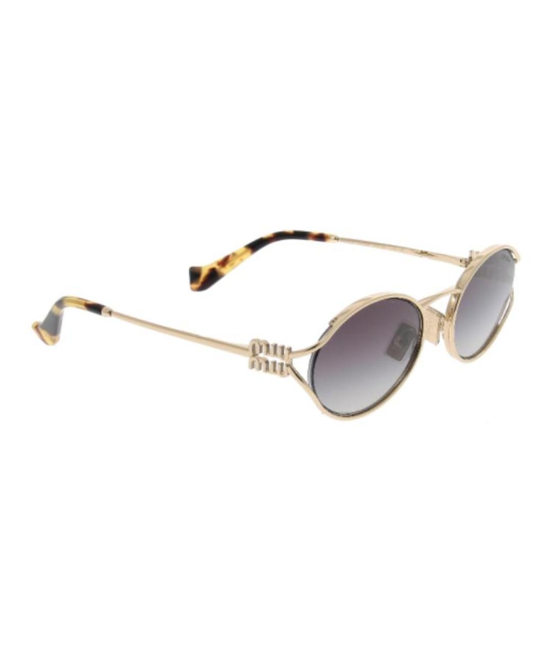 MIU MIU Золотые металлические солнцезащитные очки, фото 3