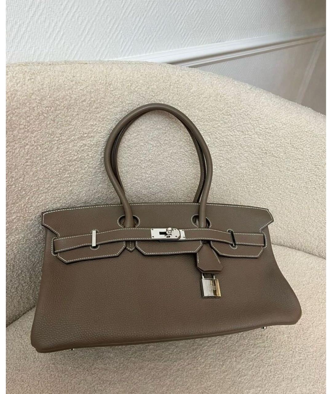 HERMES Бежевая кожаная сумка через плечо, фото 2