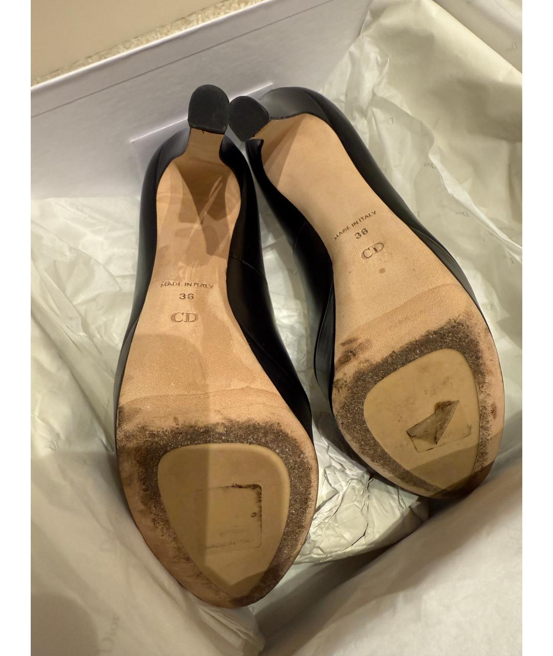 CHRISTIAN DIOR Черные кожаные туфли, фото 5