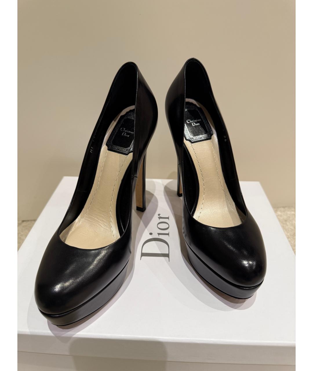 CHRISTIAN DIOR Черные кожаные туфли, фото 3
