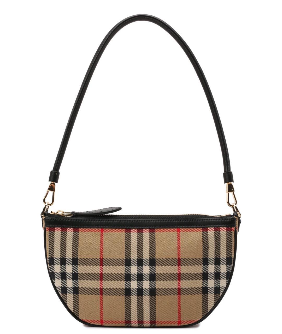 BURBERRY Бежевая тканевая сумка с короткими ручками, фото 4