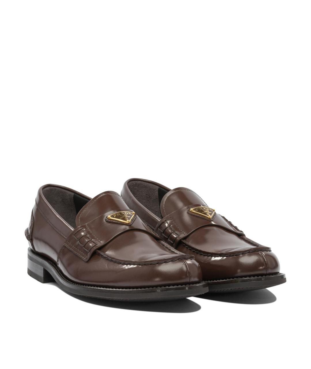 PRADA Коричневые кожаные лоферы, фото 2