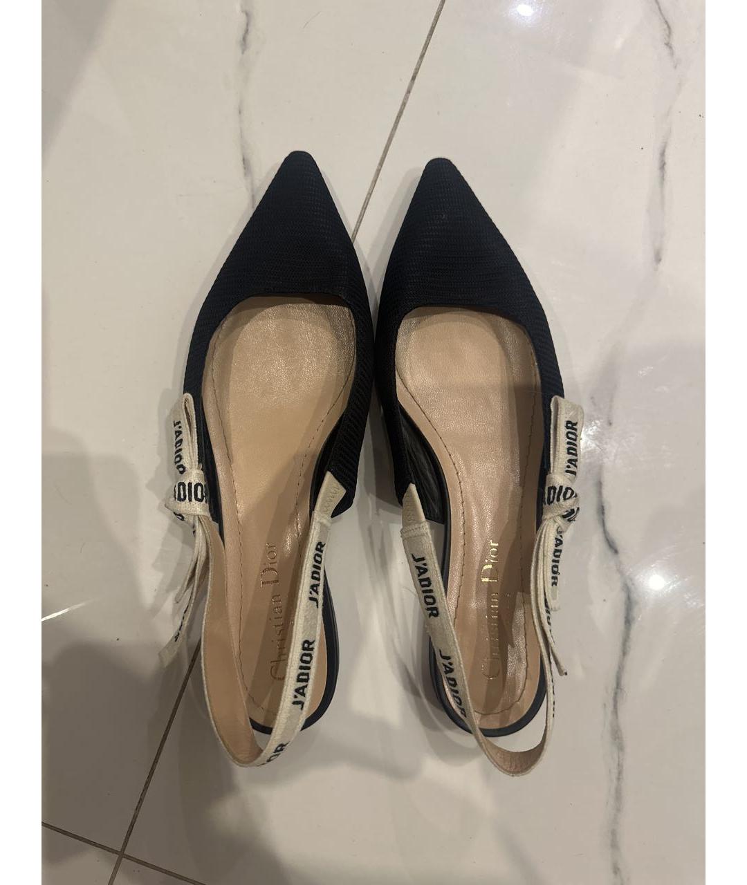 CHRISTIAN DIOR Черные текстильные балетки, фото 4