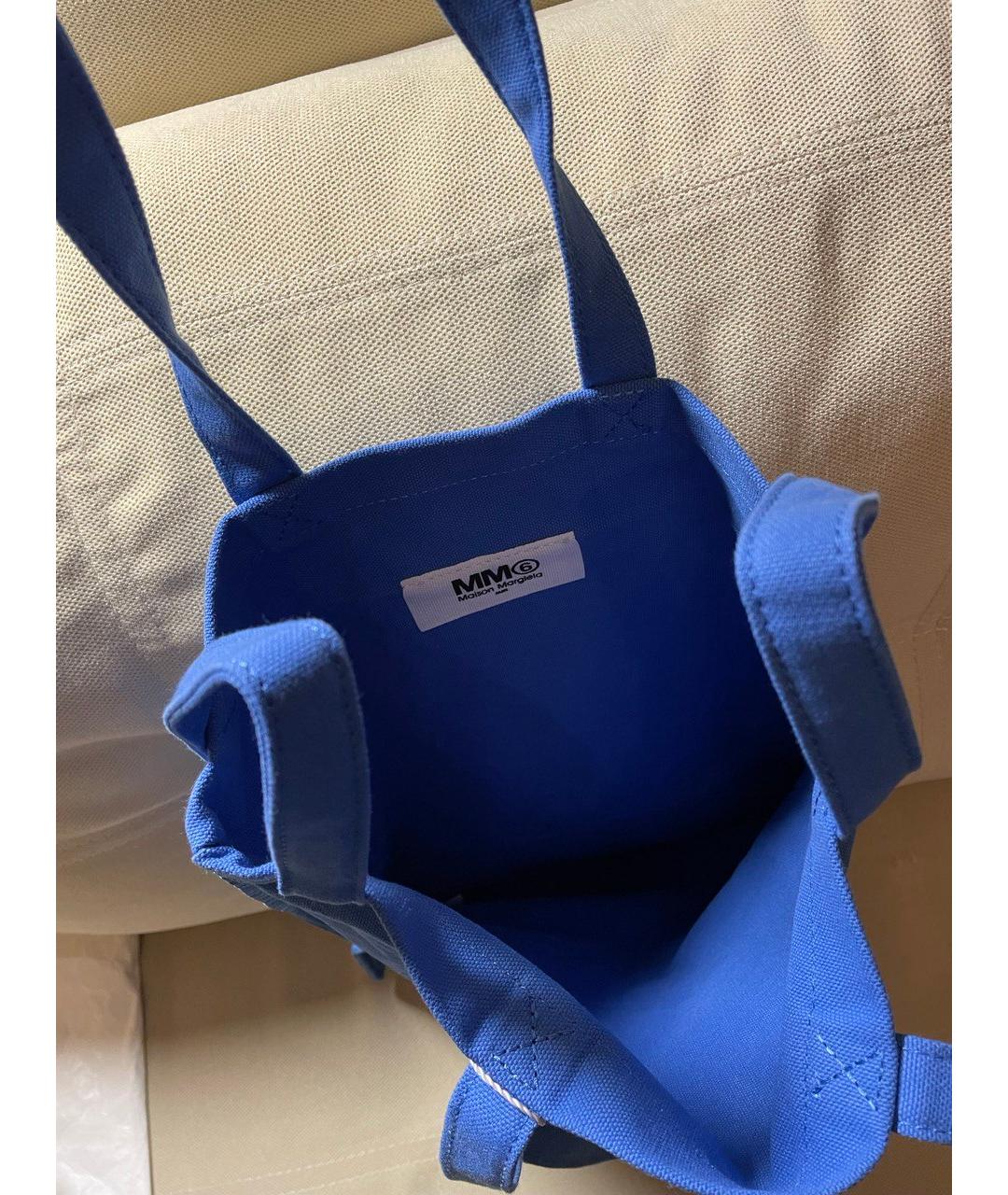 MM6 MAISON MARGIELA Синяя хлопковая пляжная сумка, фото 4