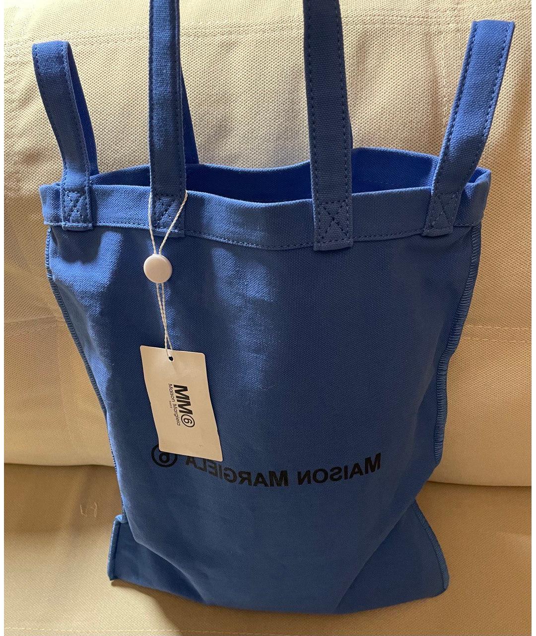 MM6 MAISON MARGIELA Синяя хлопковая пляжная сумка, фото 7