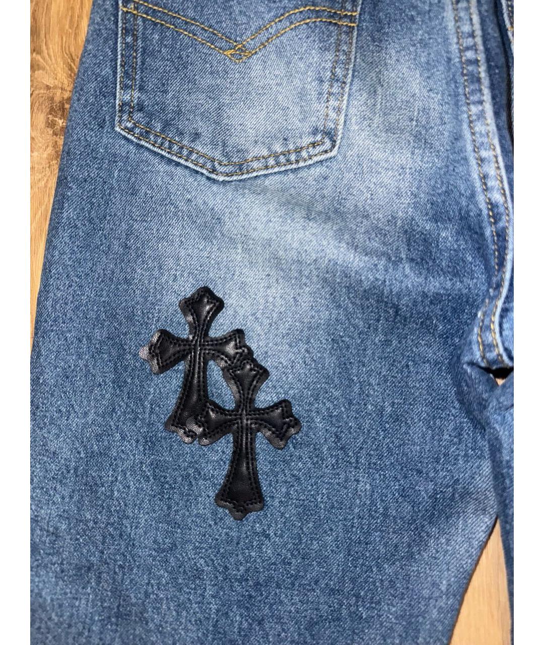CHROME HEARTS Голубые хлопковые прямые джинсы, фото 4