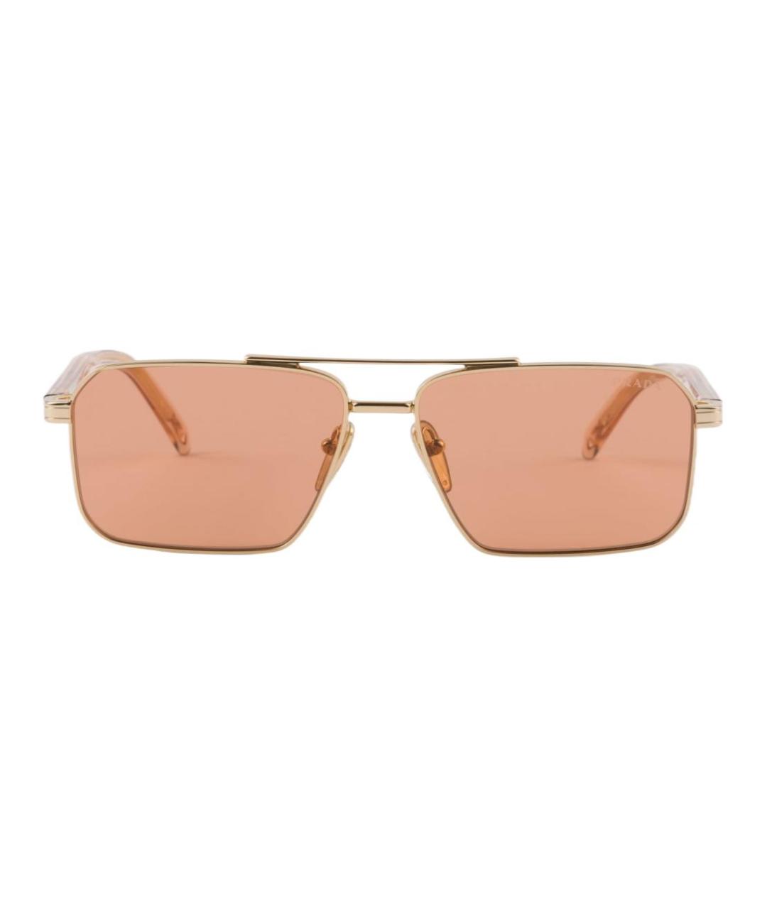 PRADA Золотые металлические солнцезащитные очки, фото 2