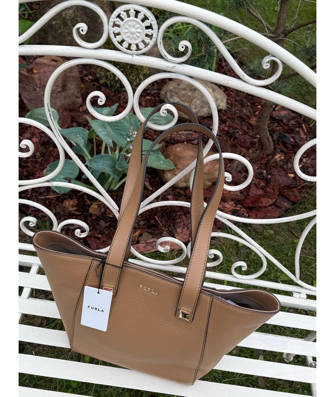 FURLA Коричневая кожаная сумка тоут, фото 4