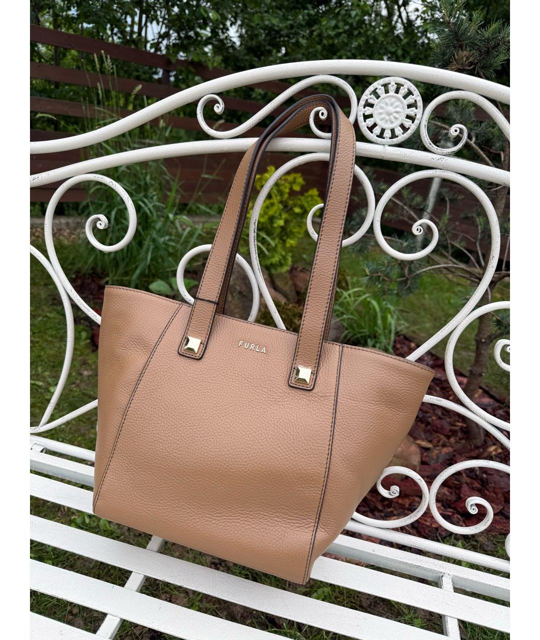 FURLA Коричневая кожаная сумка тоут, фото 3