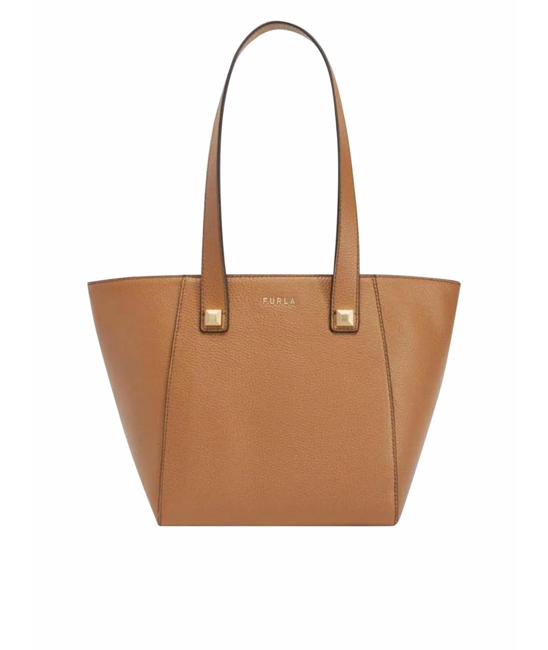 FURLA Коричневая кожаная сумка тоут, фото 1