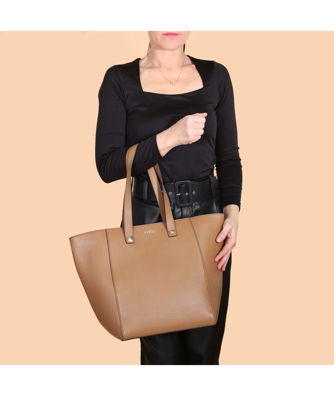 FURLA Коричневая кожаная сумка тоут, фото 2